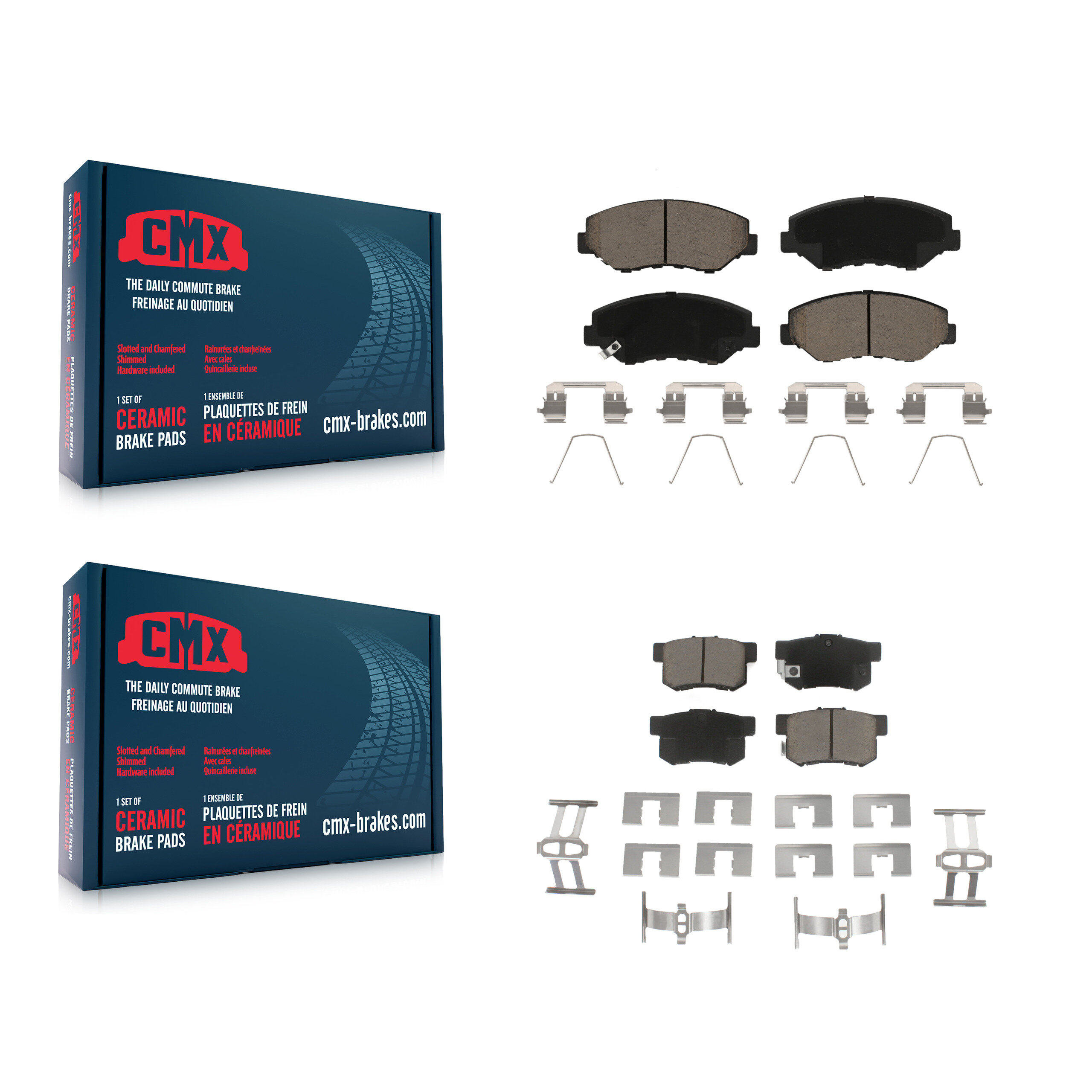 Front Rear Ceramic Brake Pads Kit For Honda Civic Accord CR-V Element Acura ILX KCX-100105