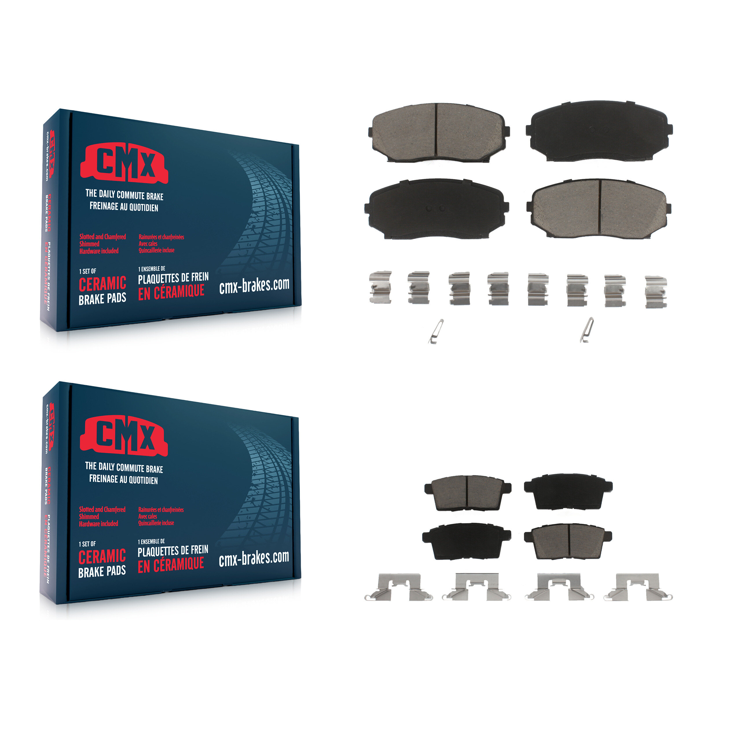 Front Rear Ceramic Brake Pads Kit For Mazda Ford Edge CX-7 CX-9 Lincoln MKX KCX-100191