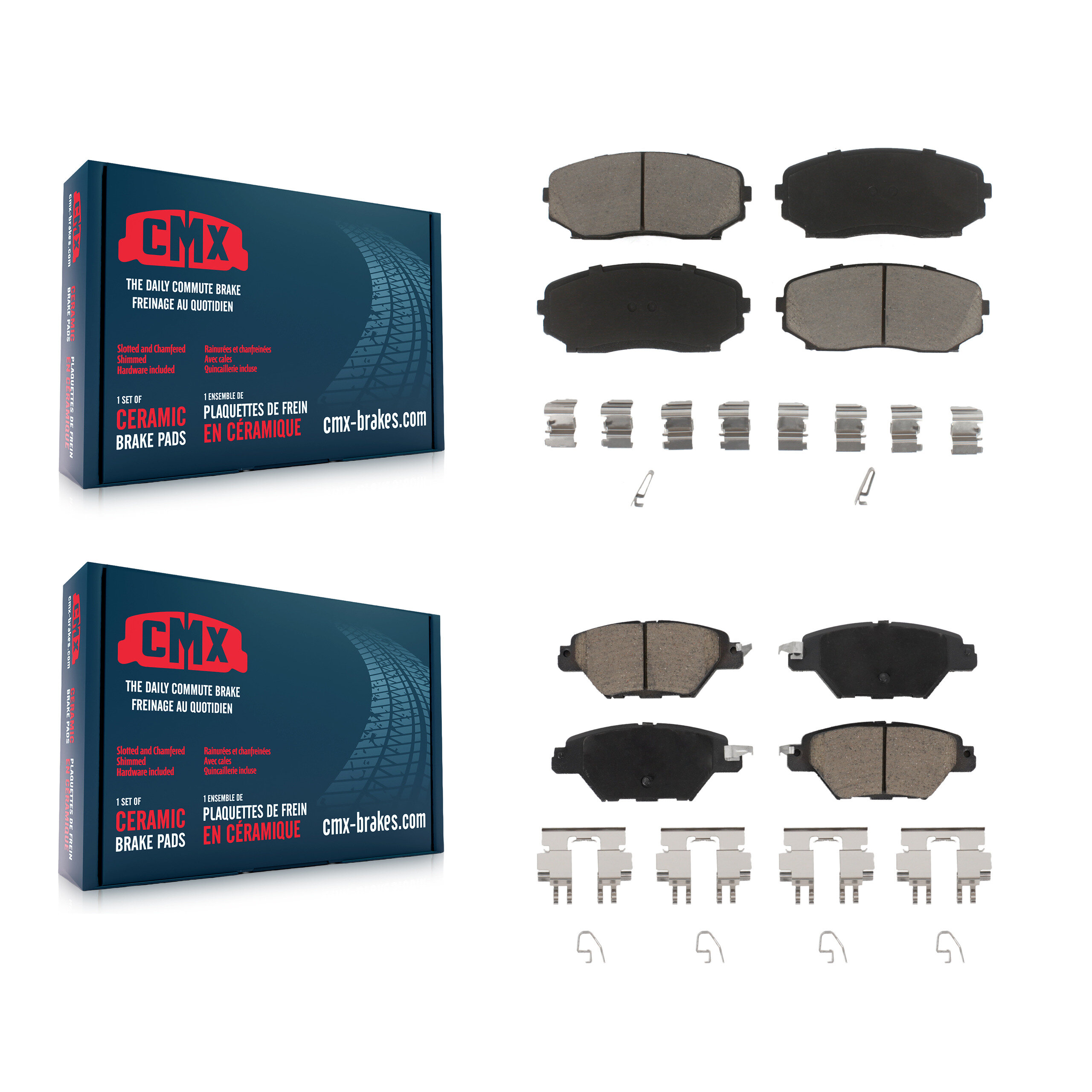 Front Rear Ceramic Brake Pads Kit For 2016-2023 Mazda CX-9 KCX-100195
