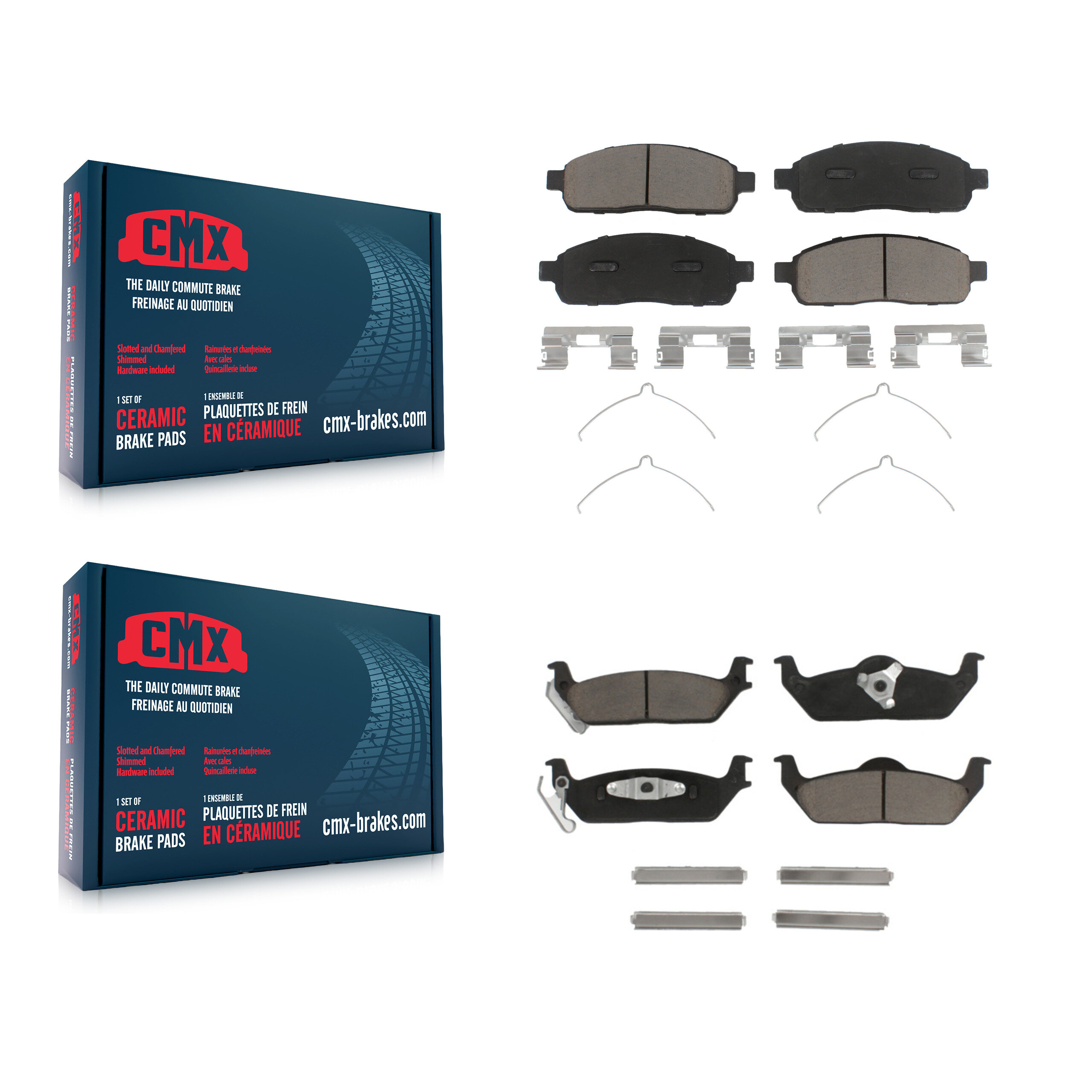 Front Rear Ceramic Brake Pads Kit For Ford F-150 Lincoln Mark LT KCX-100231