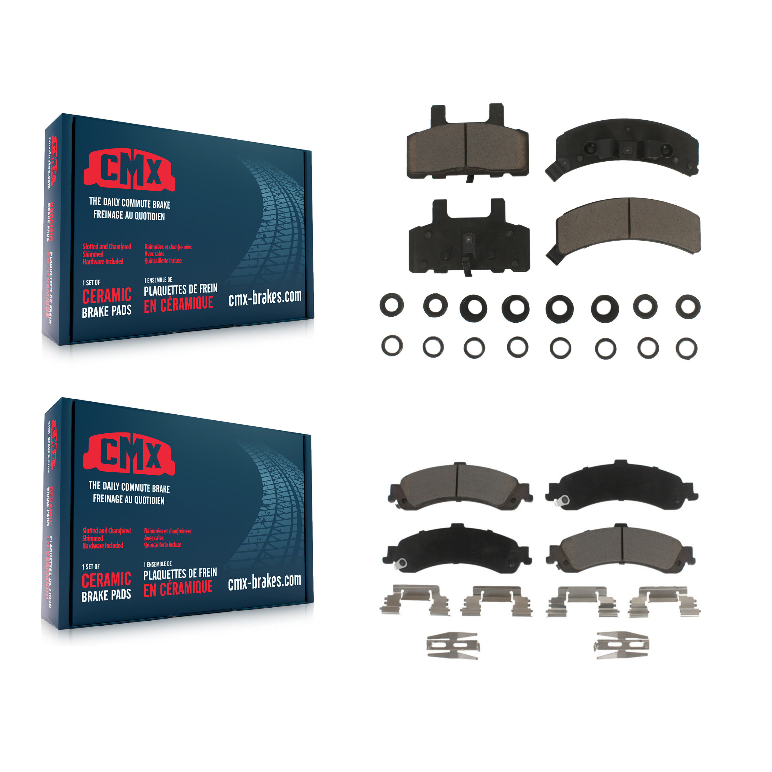 Front Rear Ceramic Brake Pads Kit For GMC Yukon Drum rear brakes With Dual Piston Caliper KCX-100261