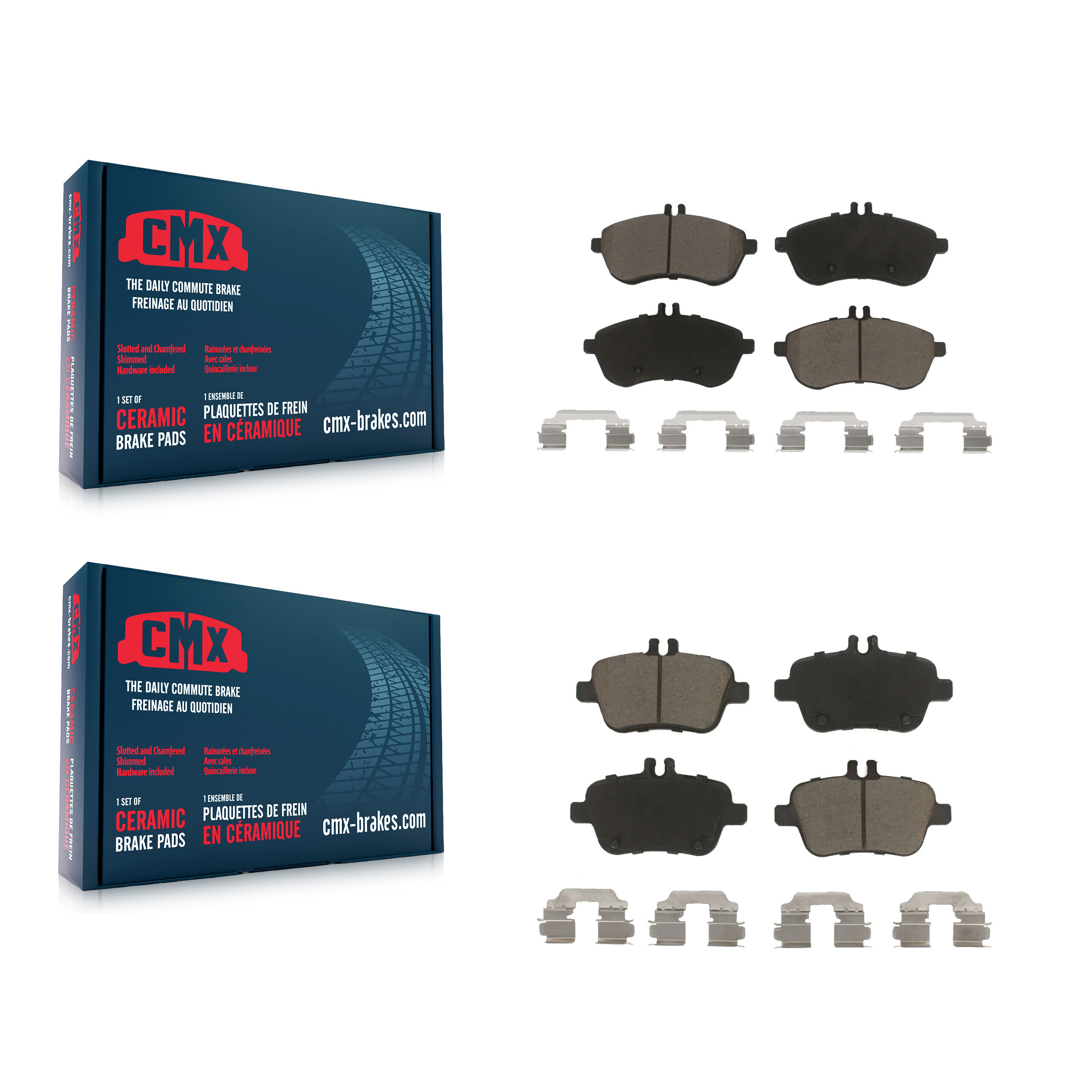 Front Rear Ceramic Brake Pad Kit For 2012-2015 Mercedes-Benz SLK250 Without Sport Package KCX-100263