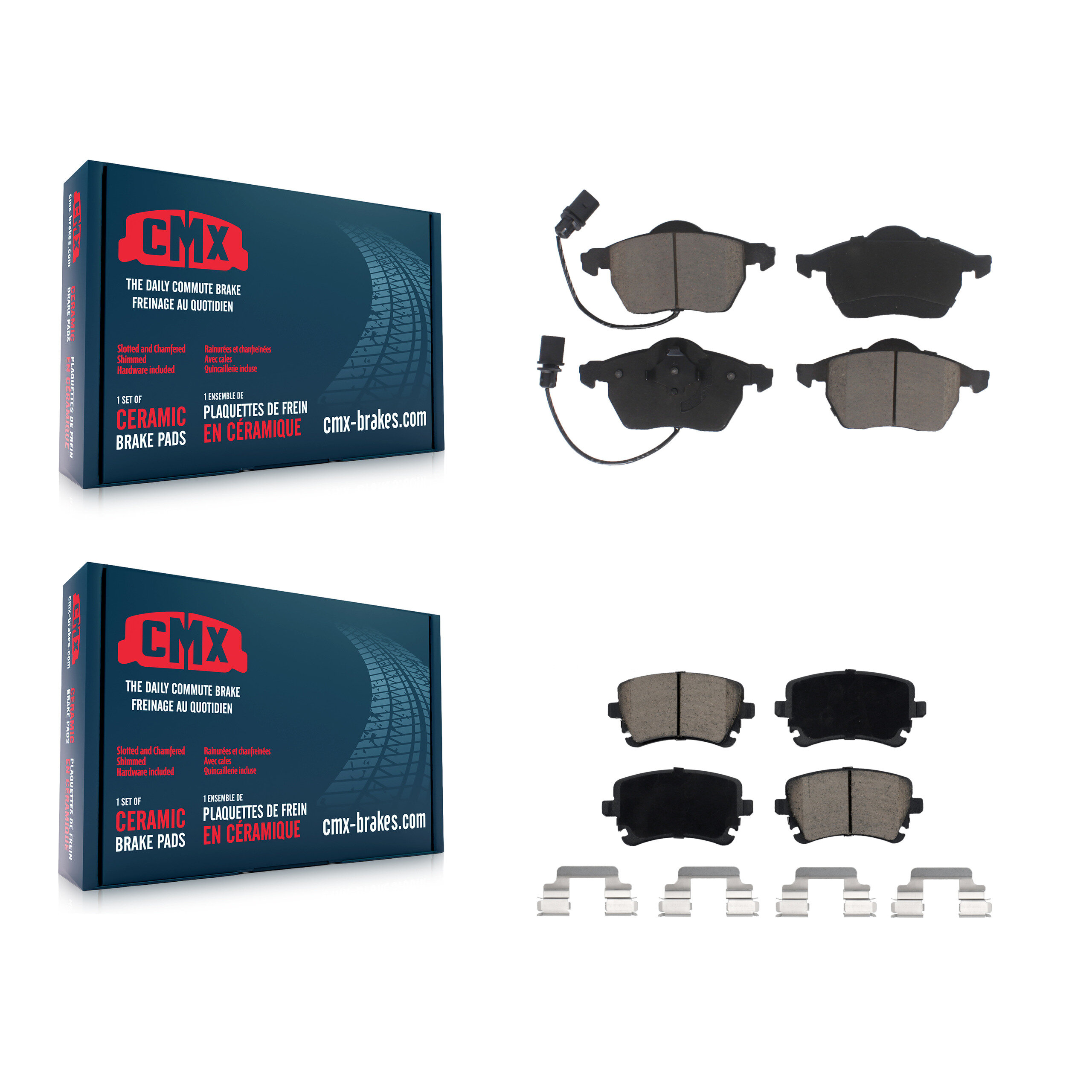 Front Rear Ceramic Brake Pads Kit For 2003-2004 Audi RS6 With 312mm Diameter Rotor KCX-100278