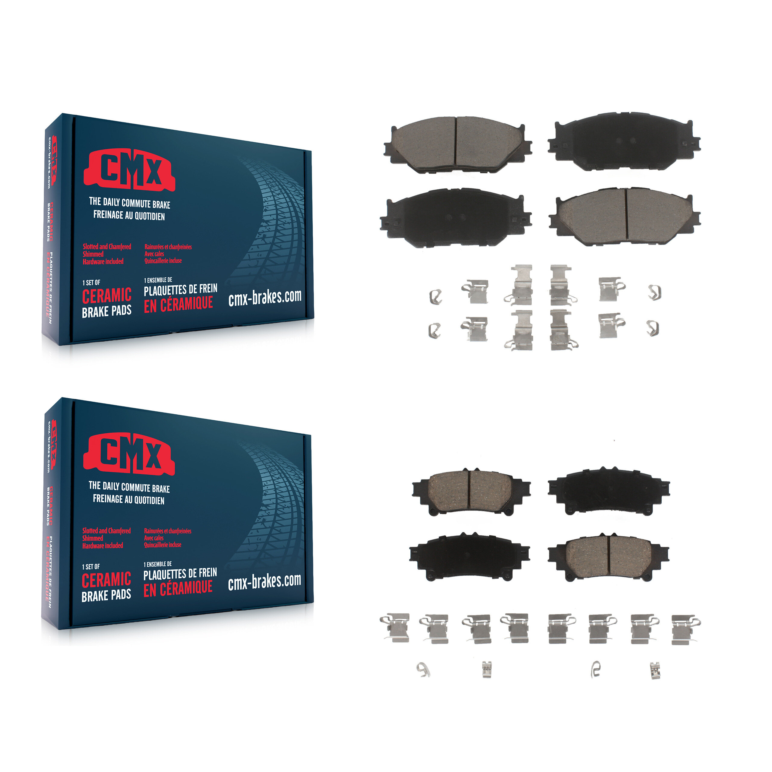 Front Rear Ceramic Brake Pad Kit For 14-15 Lexus IS250 Base with RWD With F Sport Package KCX-100288