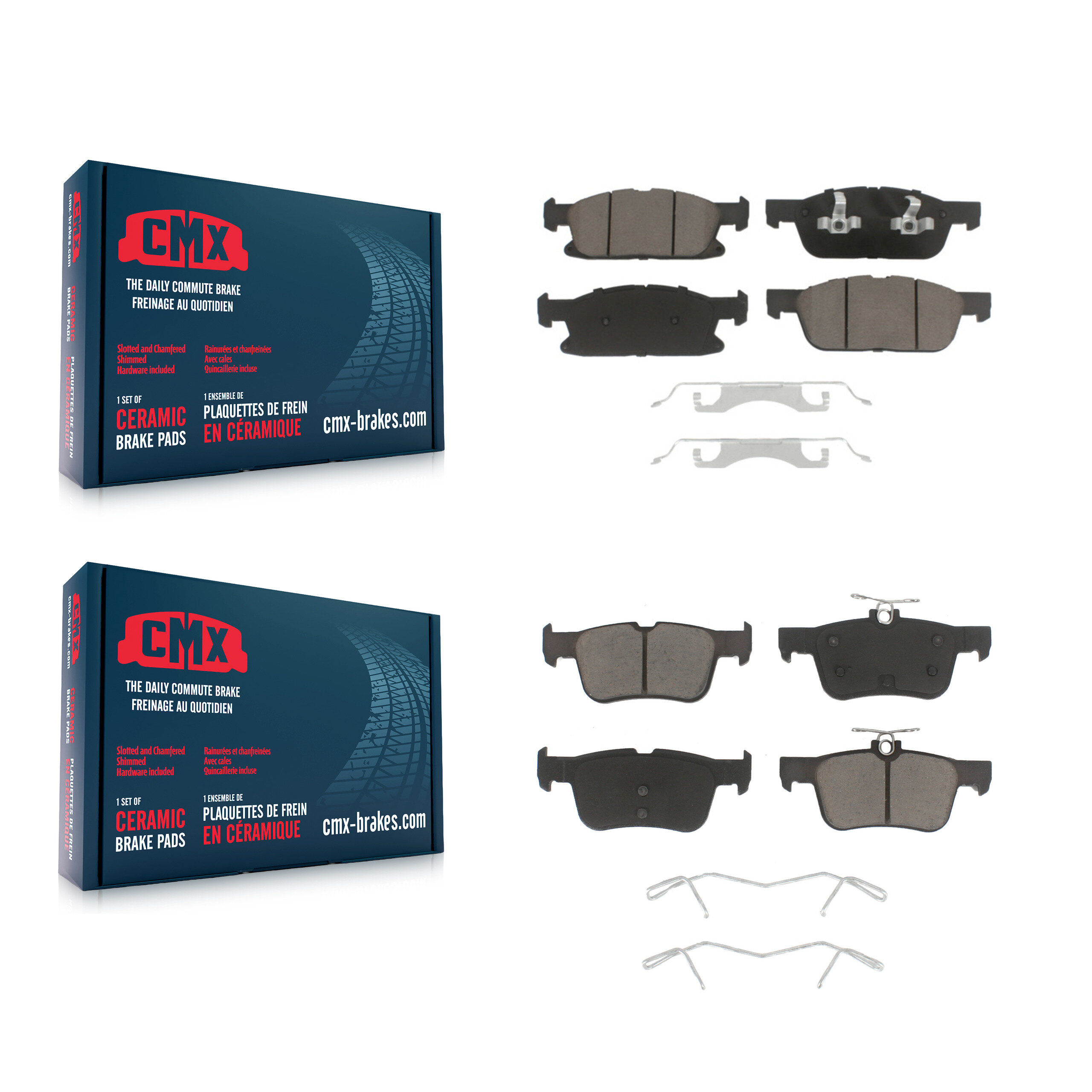 Front Rear Ceramic Brake Pads Kit For Ford Edge Lincoln Nautilus MKX KCX-100307