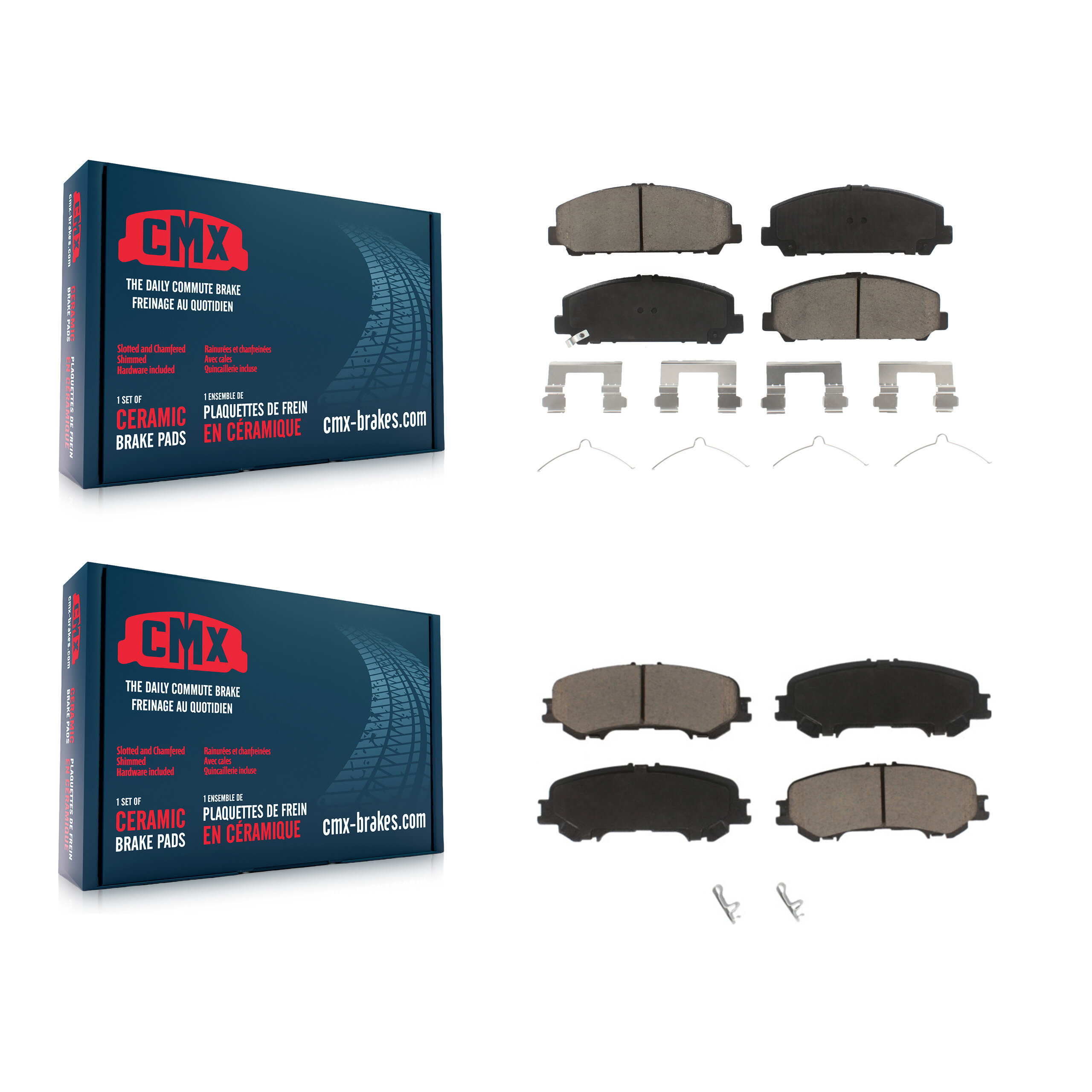Front Rear Ceramic Brake Pads Kit For 2017-2023 Nissan TITAN KCX-100349