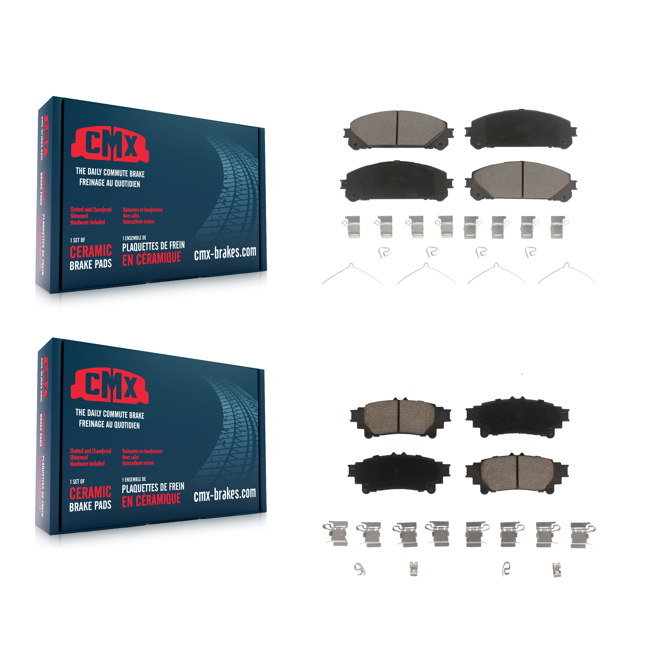 Front Rear Ceramic Brake Pads Kit For Toyota Sienna Highlander Lexus RX350 RX450h KCX-100385