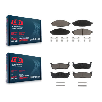 Front Rear Ceramic Brake Pads Kit For 2003-2010 Lincoln Town Car Limousine KCX-100404