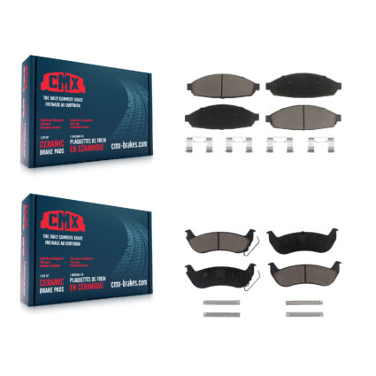 Front Rear Ceramic Brake Pads Kit For Ford Crown Victoria Lincoln Town Car Mercury Grand KCX-100405