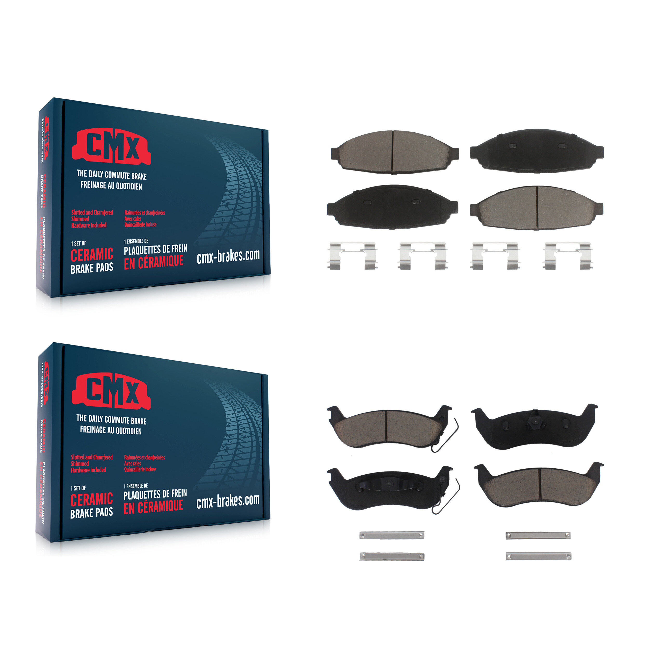 Front Rear Ceramic Brake Pads Kit For Ford Crown Victoria Lincoln Town Car Mercury Grand KCX-100405
