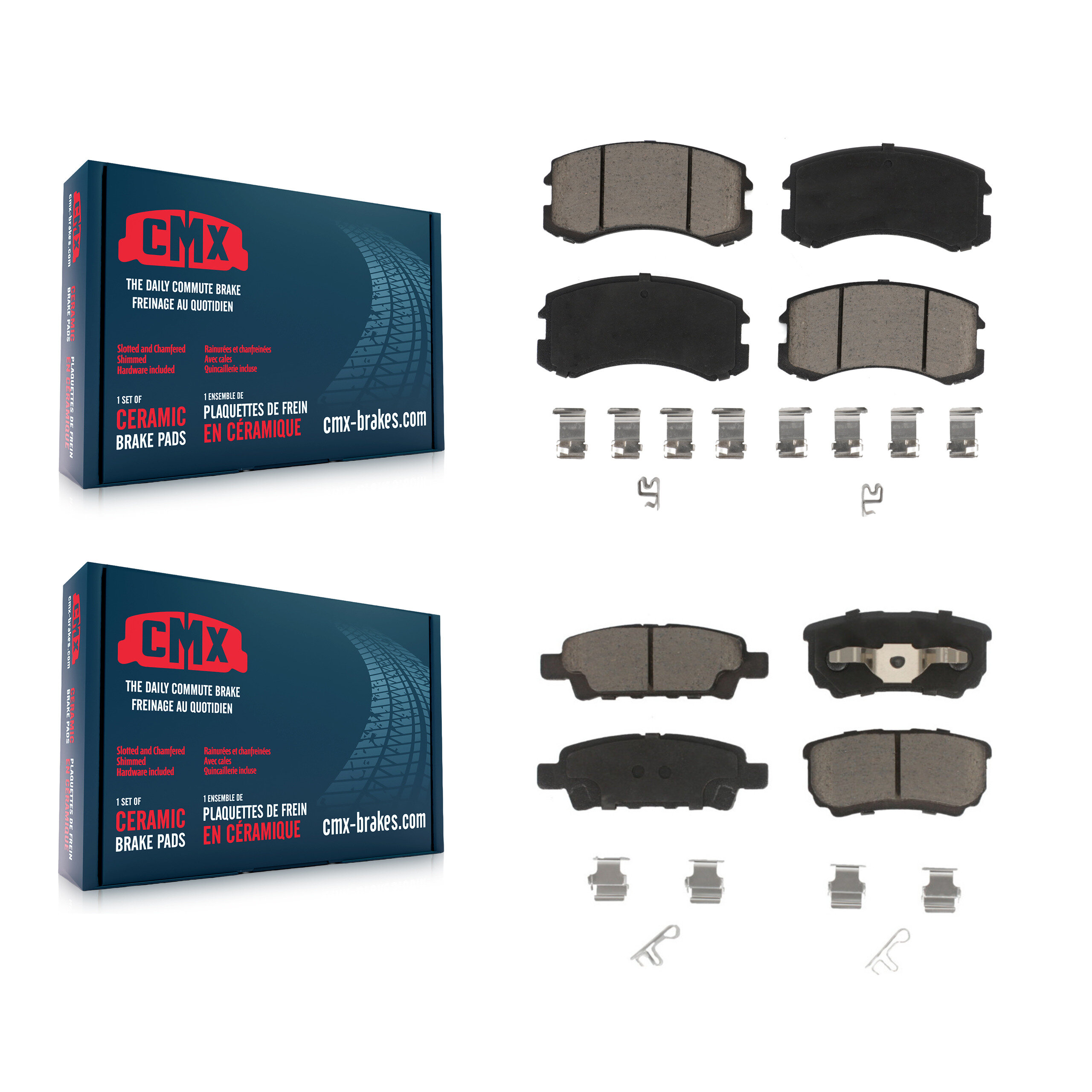 Front Rear Ceramic Brake Pads Kit For 2007 Mitsubishi Lancer KCX-100466