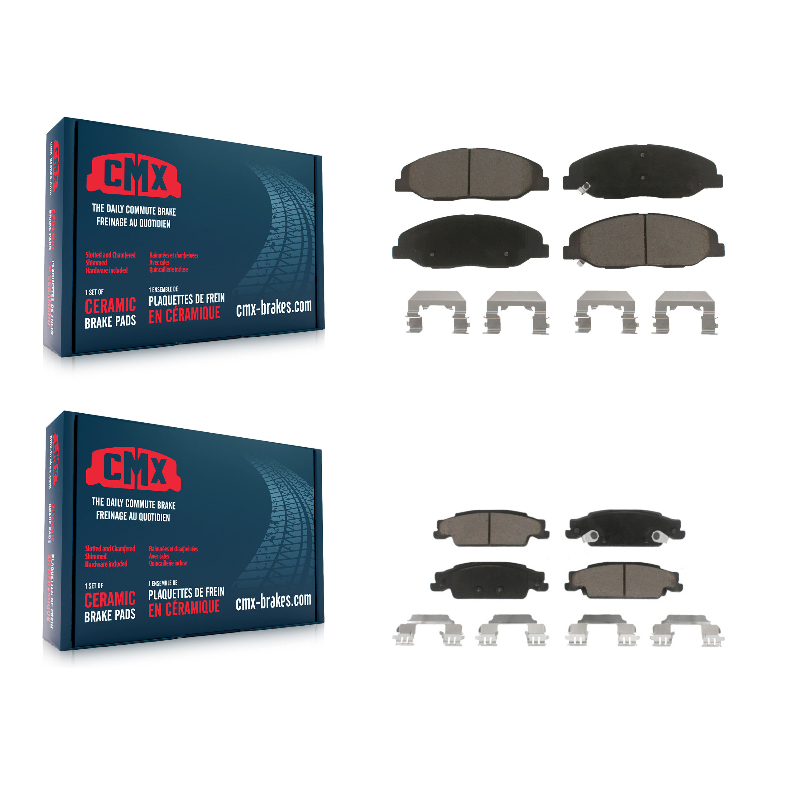Front Rear Ceramic Brake Pads Kit For 2009-2011 Cadillac STS With Base Brakes KCX-100489