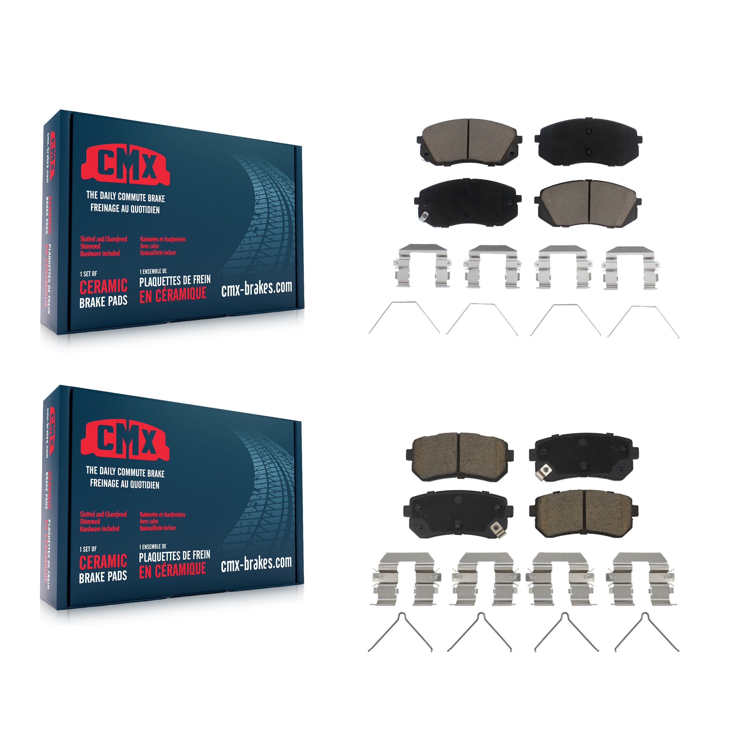 Front Rear Ceramic Brake Pads Kit For Hyundai Kona Kia Seltos KCX-100555