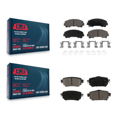 Front Rear Ceramic Brake Pads Kit For 2019 Nissan Rogue FULL HYBRID EV-GAS (FHEV) engine KCX-100557