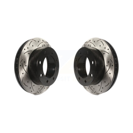 Front Coated Drilled Slotted Disc Brake Rotors Pair For Ford F-350 Super Duty F-250 F-450 KD-100009