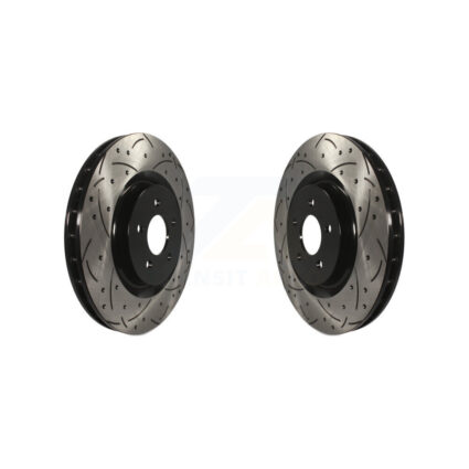 Front Coated Drilled Slotted Disc Brake Rotors Pair For Ford Mustang KD-100012