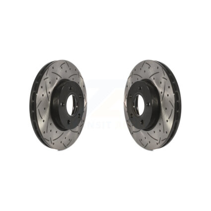 Front Coated Drilled Slotted Disc Brake Rotors Pair For Ford Focus C-Max KD-100017