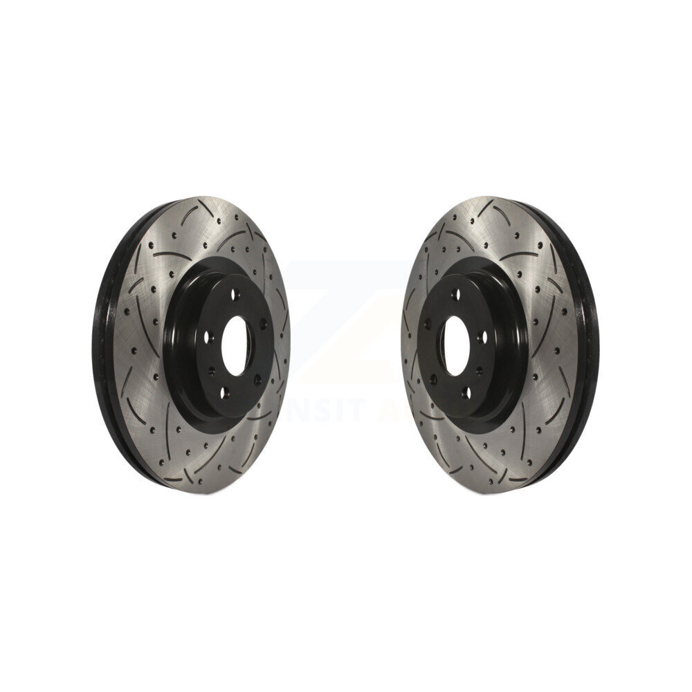 Front Coated Drilled Slotted Disc Brake Rotors Pair For Ford Fusion Lincoln MKZ KD-100020