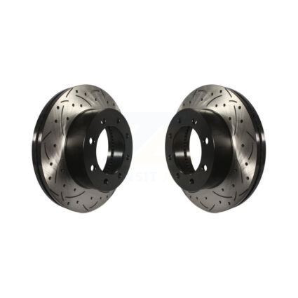 Front Coated Drilled Slotted Disc Brake Rotors Pair For Ford F-350 Super Duty F-250 F-450 KD-100021