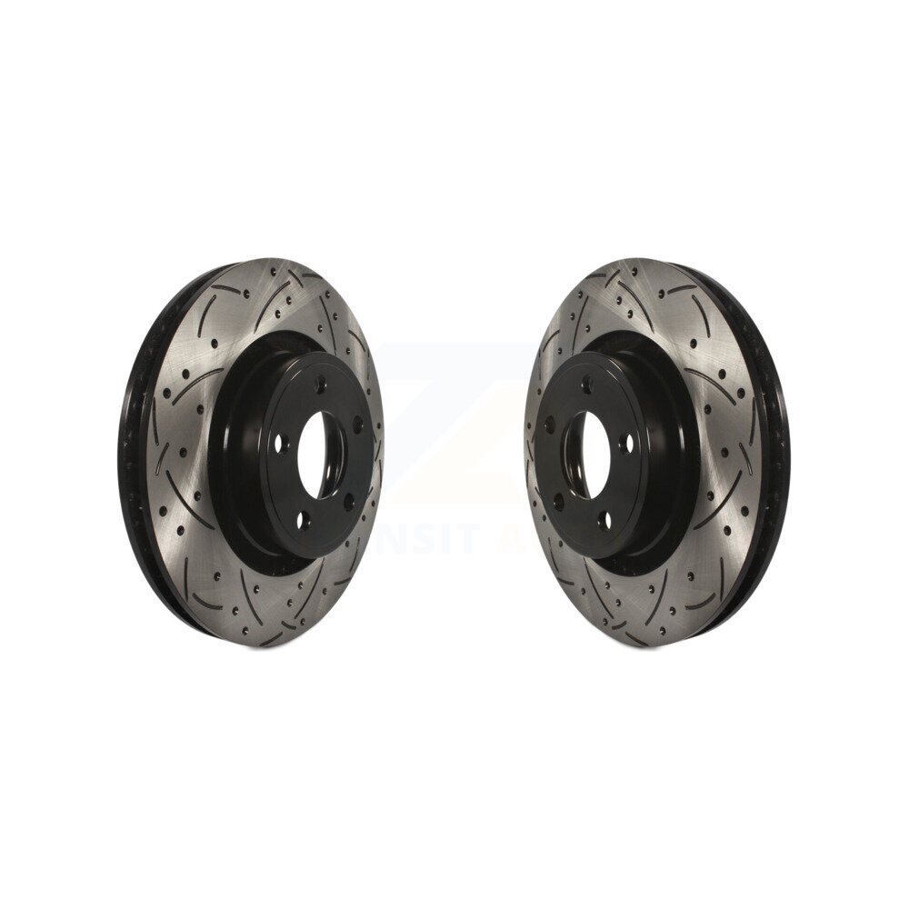 Front Coated Drilled Slotted Disc Brake Rotors Pair For Ford Mustang KD-100022