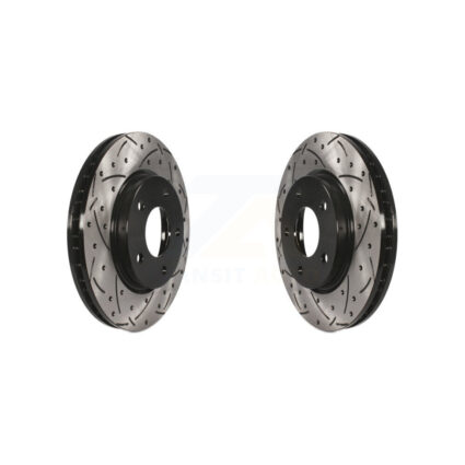 Front Coated Drilled Slotted Disc Brake Rotors Pair For Mitsubishi Lancer Dodge Caliber KD-100028