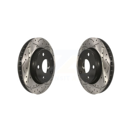 Front Coated Drilled Slotted Disc Brake Rotors Pair For Jeep Wrangler JK KD-100030