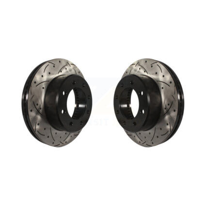 Front Coated Drilled Slotted Disc Brake Rotors Pair For Ram 2500 3500 1500 Dodge KD-100032