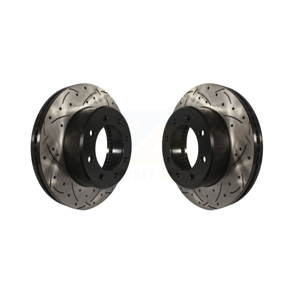 Front Coated Drilled Slotted Disc Brake Rotors Pair For Ram 2500 3500 1500 Dodge KD-100032