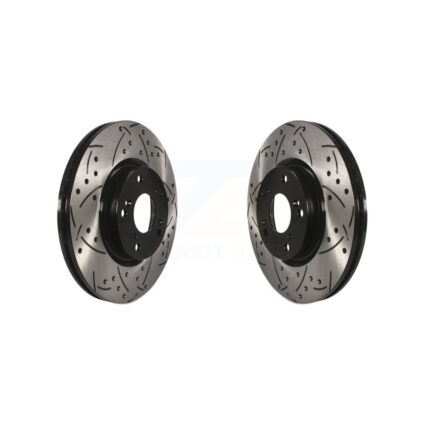 Front Coated Drilled Slotted Disc Brake Rotors Pair For Honda Civic Acura CR-V CSX ILX RSX KD-100041