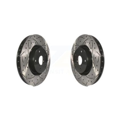 Front Coated Drilled Slotted Disc Brake Rotors Pair For Subaru Impreza WRX STI KD-100042