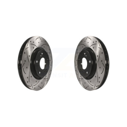 Front Coated Drilled Slotted Disc Brake Rotors Pair For Honda Pilot Acura MDX RLX ZDX KD-100054