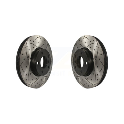 Front Coated Drilled Slotted Disc Brake Rotors Pair For BMW X5 X6 KD-100057