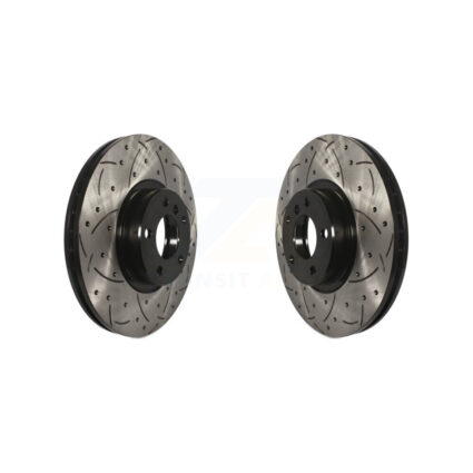 Front Coated Drilled Slotted Disc Brake Rotors Pair For BMW X5 X6 KD-100058
