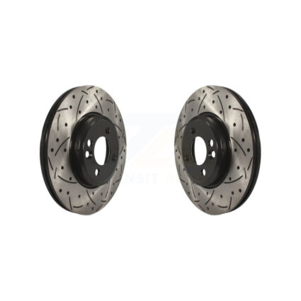 Front Coated Drilled Slotted Disc Brake Rotors Pair For Mini Cooper Countryman KD-100060