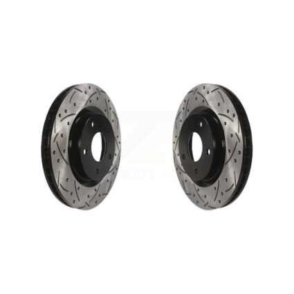 Front Coated Drilled Slotted Disc Brake Rotors Pair For Nissan Rogue Sentra Select KD-100064
