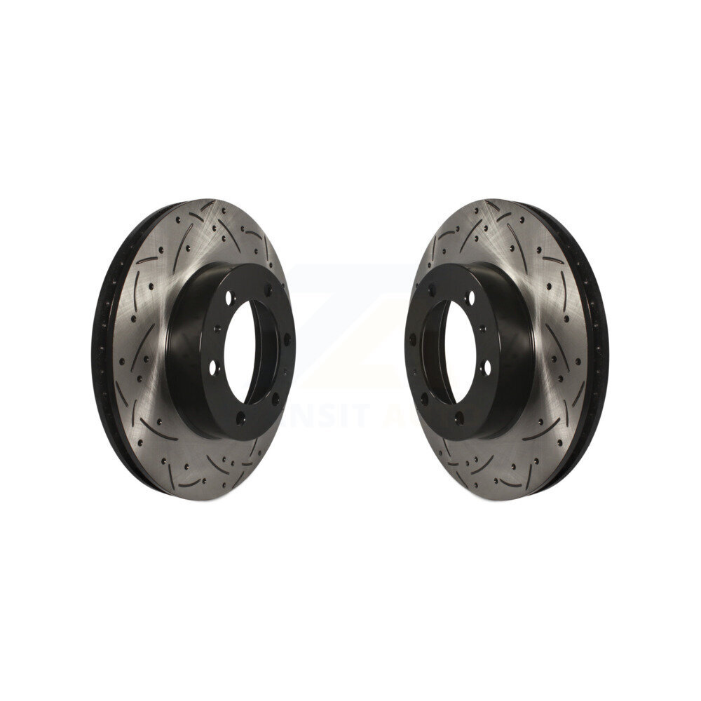 Front Coated Drilled Slotted Disc Brake Rotors Pair For Toyota Tacoma 4Runner FJ Cruiser KD-100068
