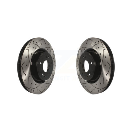 Front Coated Drilled Slotted Disc Brake Rotors Pair For Hyundai Genesis Coupe KD-100071