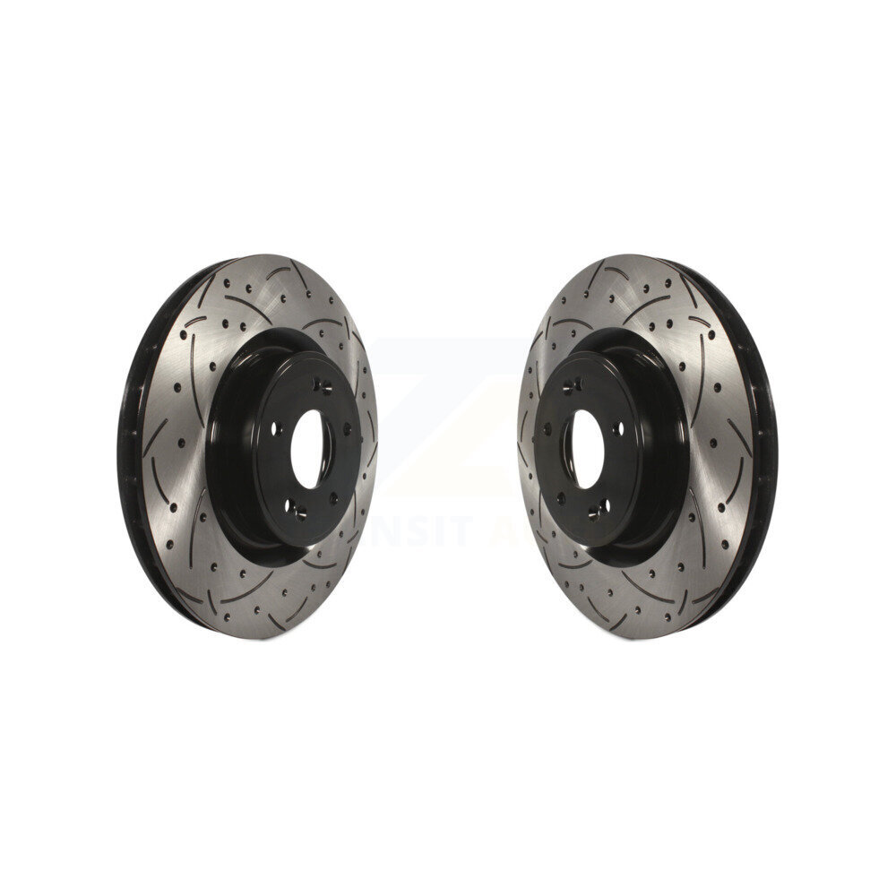 Front Coated Drilled Slotted Disc Brake Rotors Pair For Hyundai Genesis Coupe KD-100071