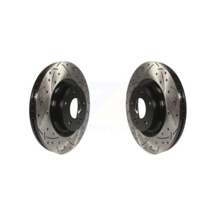 Front Coated Drilled Slotted Disc Brake Rotors Pair For Hyundai Genesis Coupe KD-100072