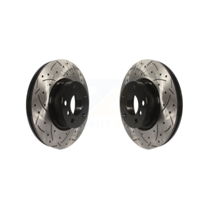 Front Coated Drilled Slotted Disc Brake Rotors Pair For BMW X3 X4 KD-100079