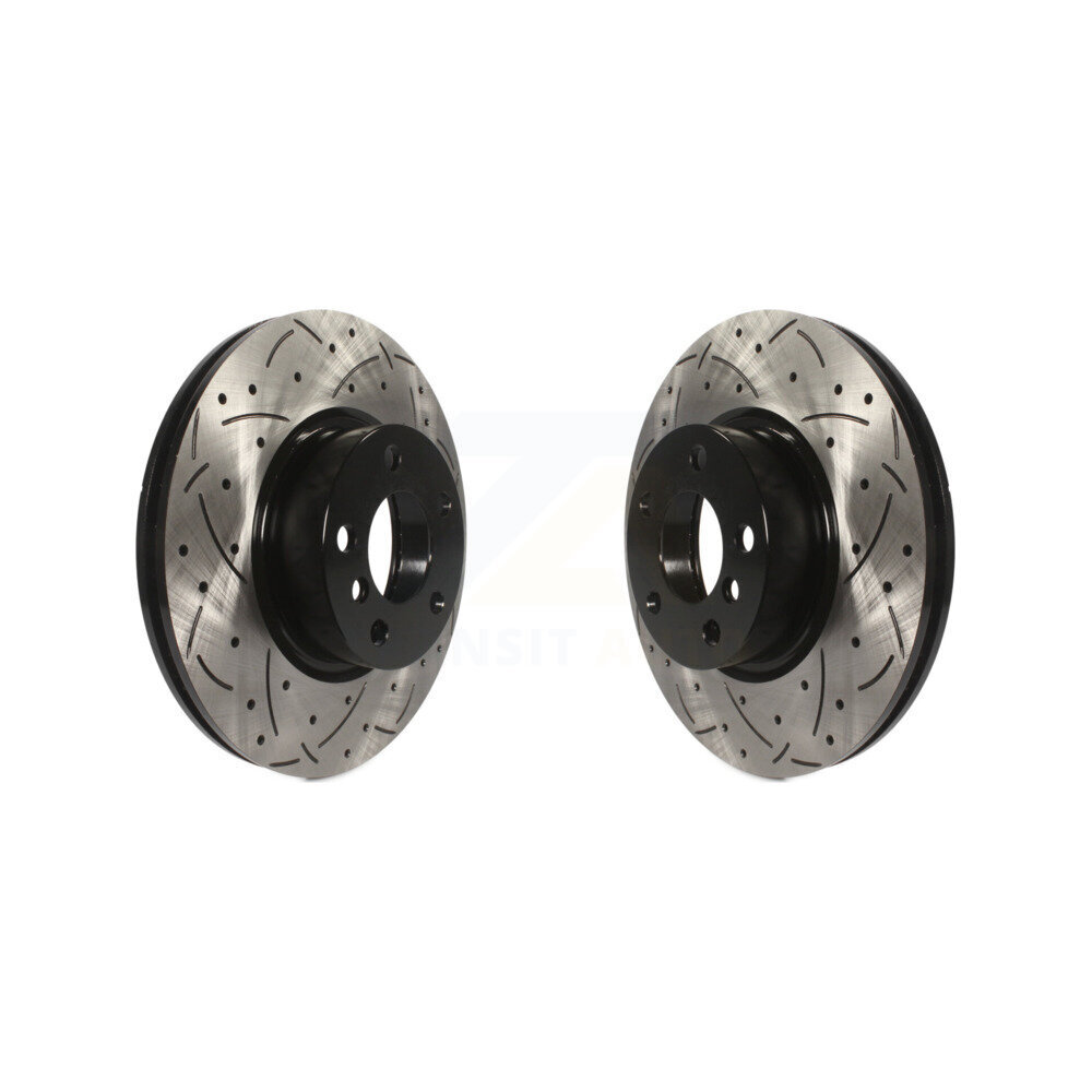 Front Coated Drilled Slotted Disc Brake Rotors Pair For BMW X3 X4 KD-100079