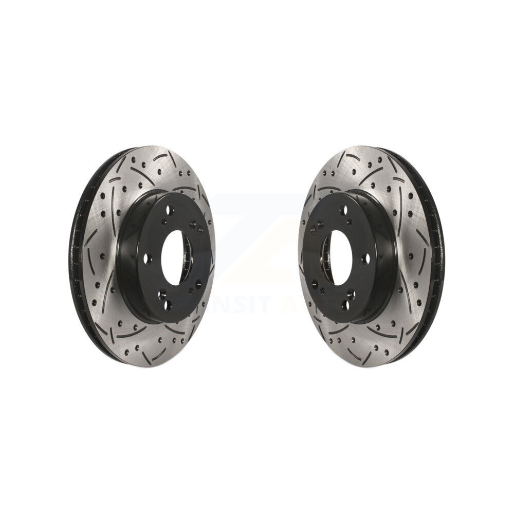 Front Coated Drilled Slotted Disc Brake Rotors Pair For Honda Civic Acura ILX KD-100084