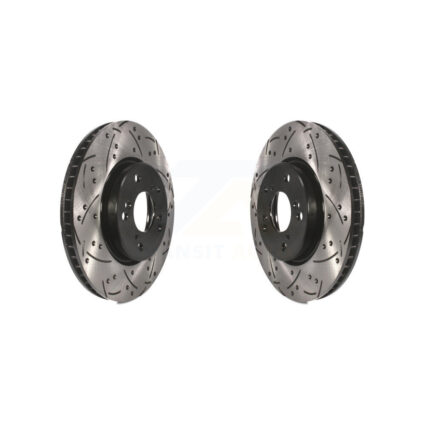Front Coated Drilled Slotted Disc Brake Rotors Pair For Honda Accord Civic KD-100088