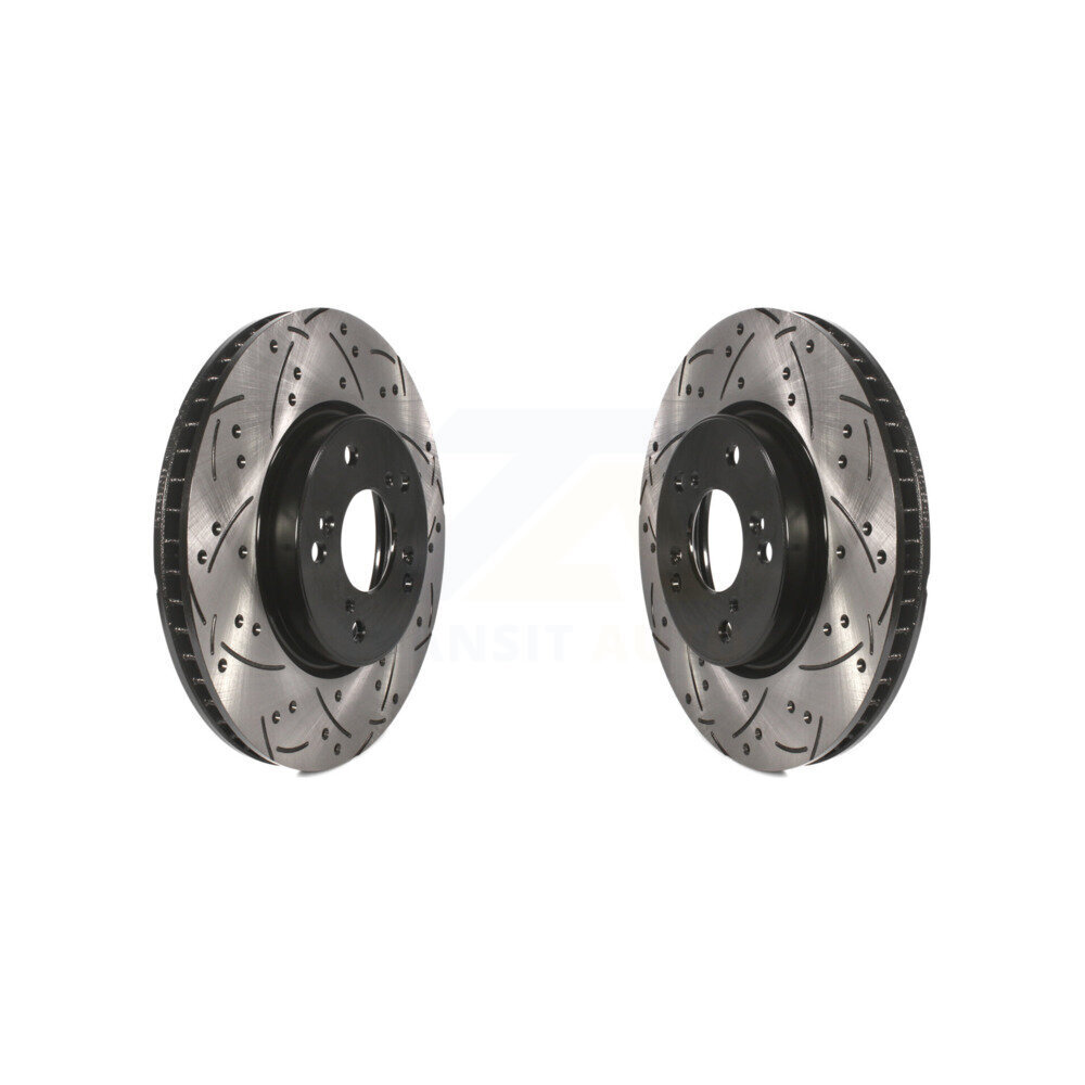 Front Coated Drilled Slotted Disc Brake Rotors Pair For Honda Accord Civic KD-100088