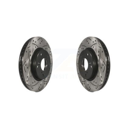 Front Coated Drilled Slotted Disc Brake Rotors Pair For Honda HR-V Accord CR-V KD-100089