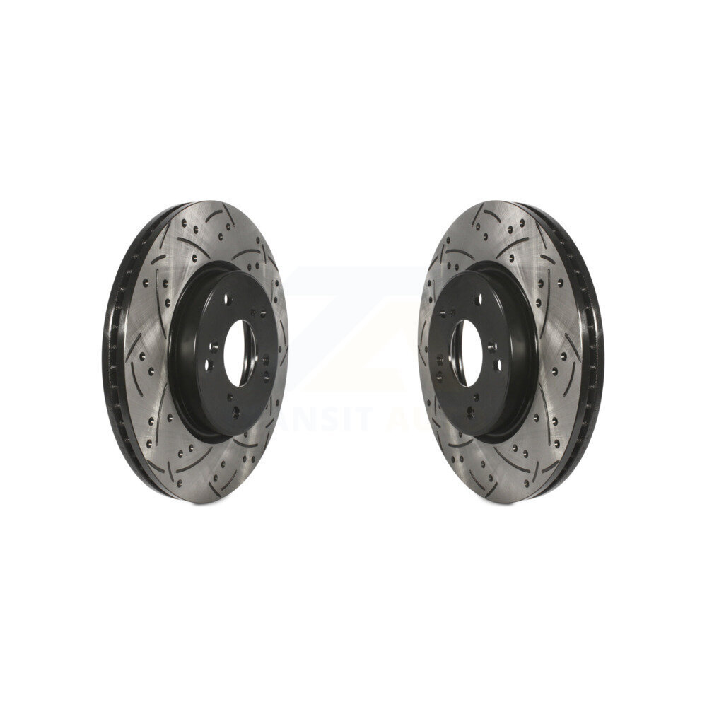 Front Coated Drilled Slotted Disc Brake Rotors Pair For Honda HR-V Accord CR-V KD-100089