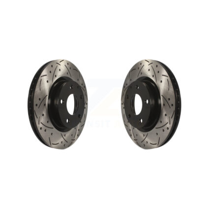 Front Coated Drilled Slotted Disc Brake Rotors Pair For Mazda 3 CX-3 Sport KD-100093