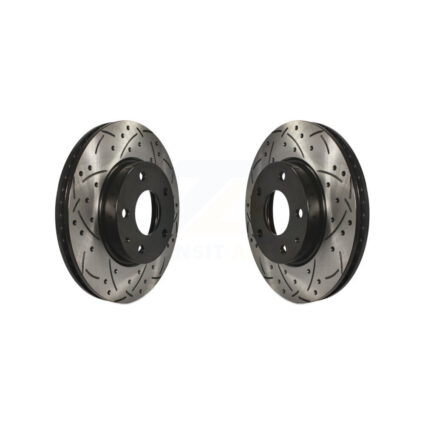 Front Coated Drilled Slotted Disc Brake Rotors Pair For Mazda 3 CX-3 Sport KD-100095