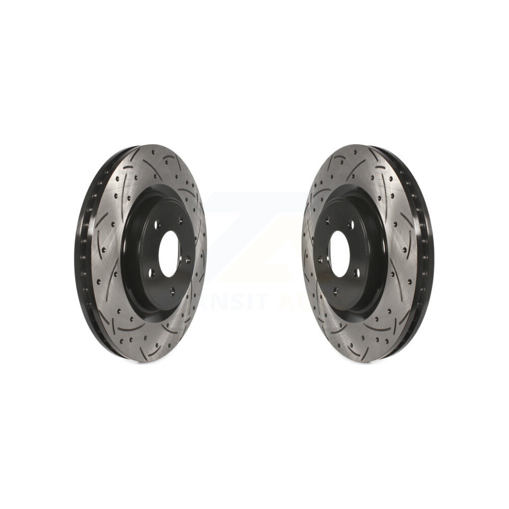 Front Coated Drilled Slotted Disc Brake Rotors Pair For Nissan Rogue KD-100097