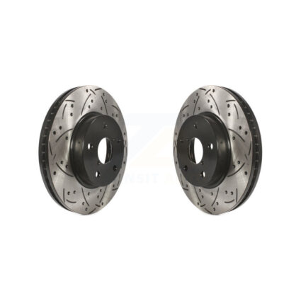 Front Coated Drilled Slotted Disc Brake Rotors Pair For 2015-2019 Subaru Legacy 2.5L KD-100099